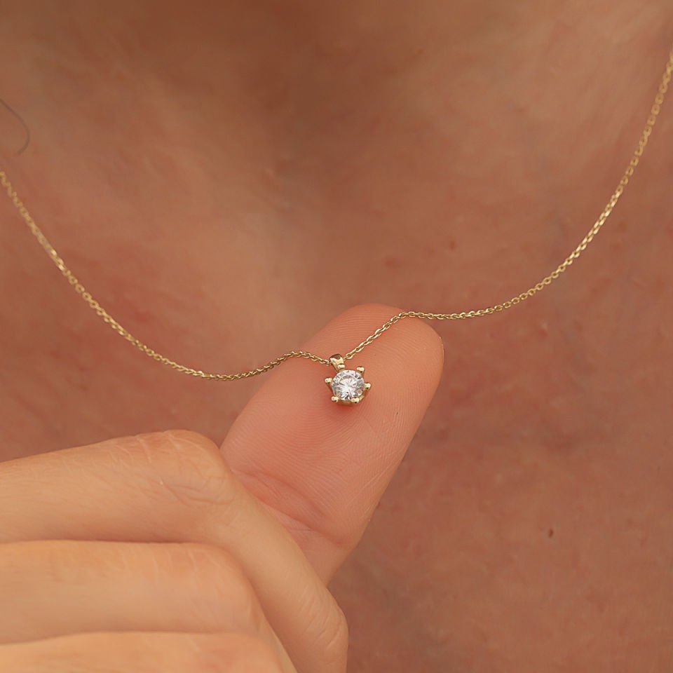 Altın Tek Taş Kolye