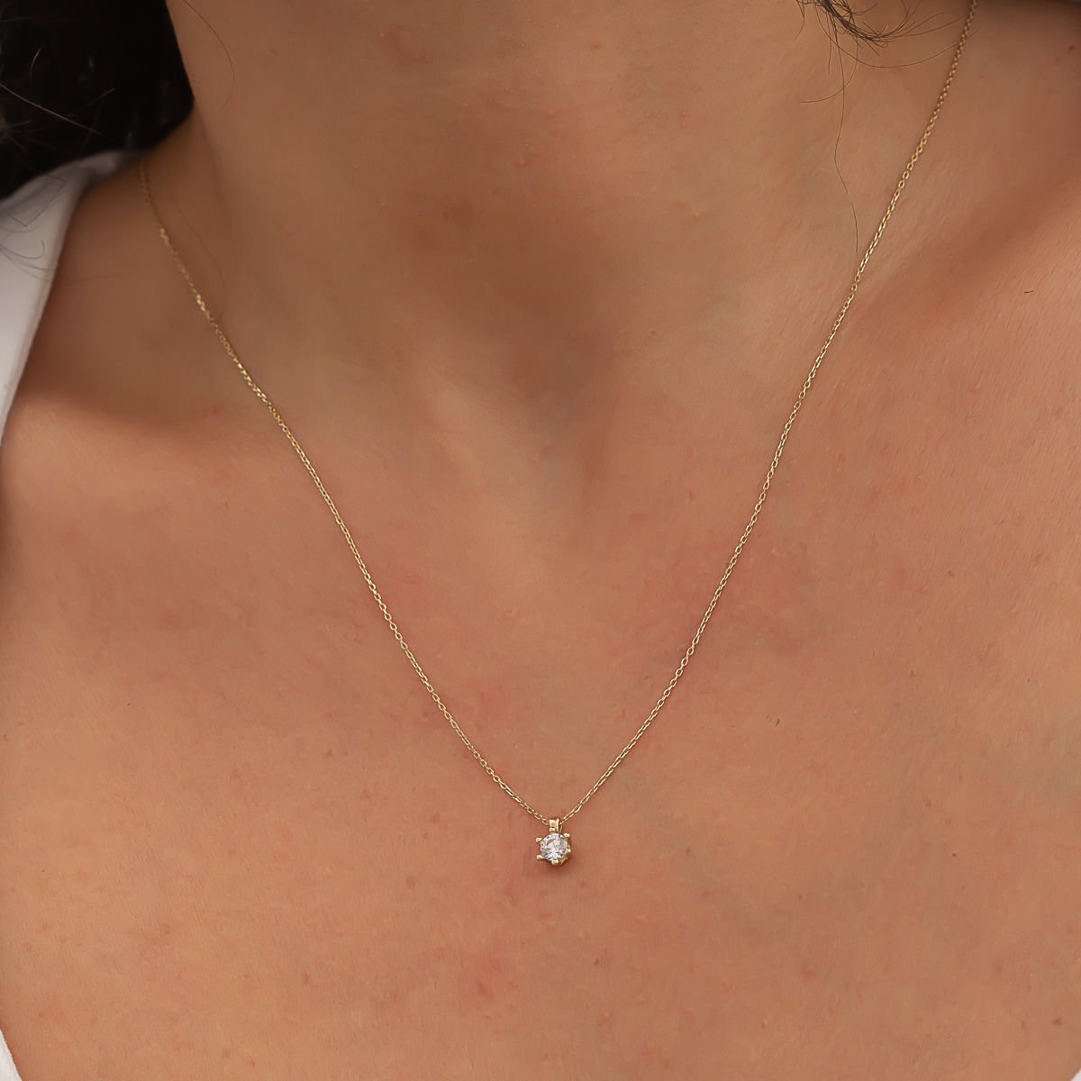 Altın Tek Taş Kolye