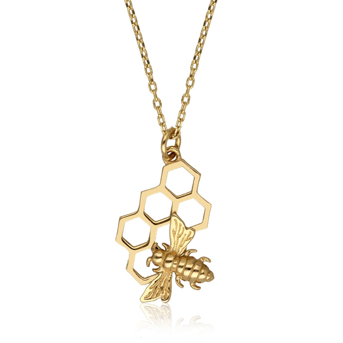 Altın Arı Peteği Figürlü Kolye