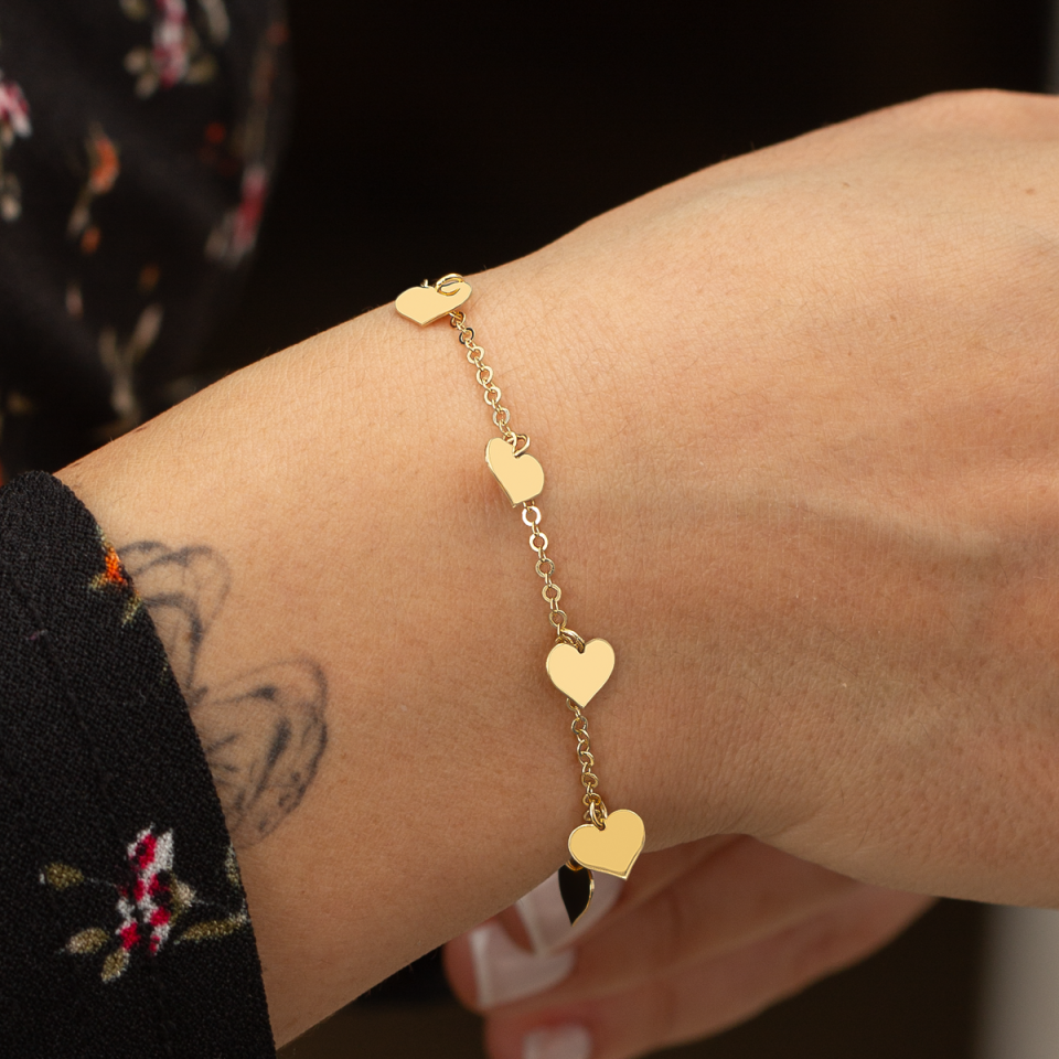 Altın Zincir Kalp Figürlü Bileklik