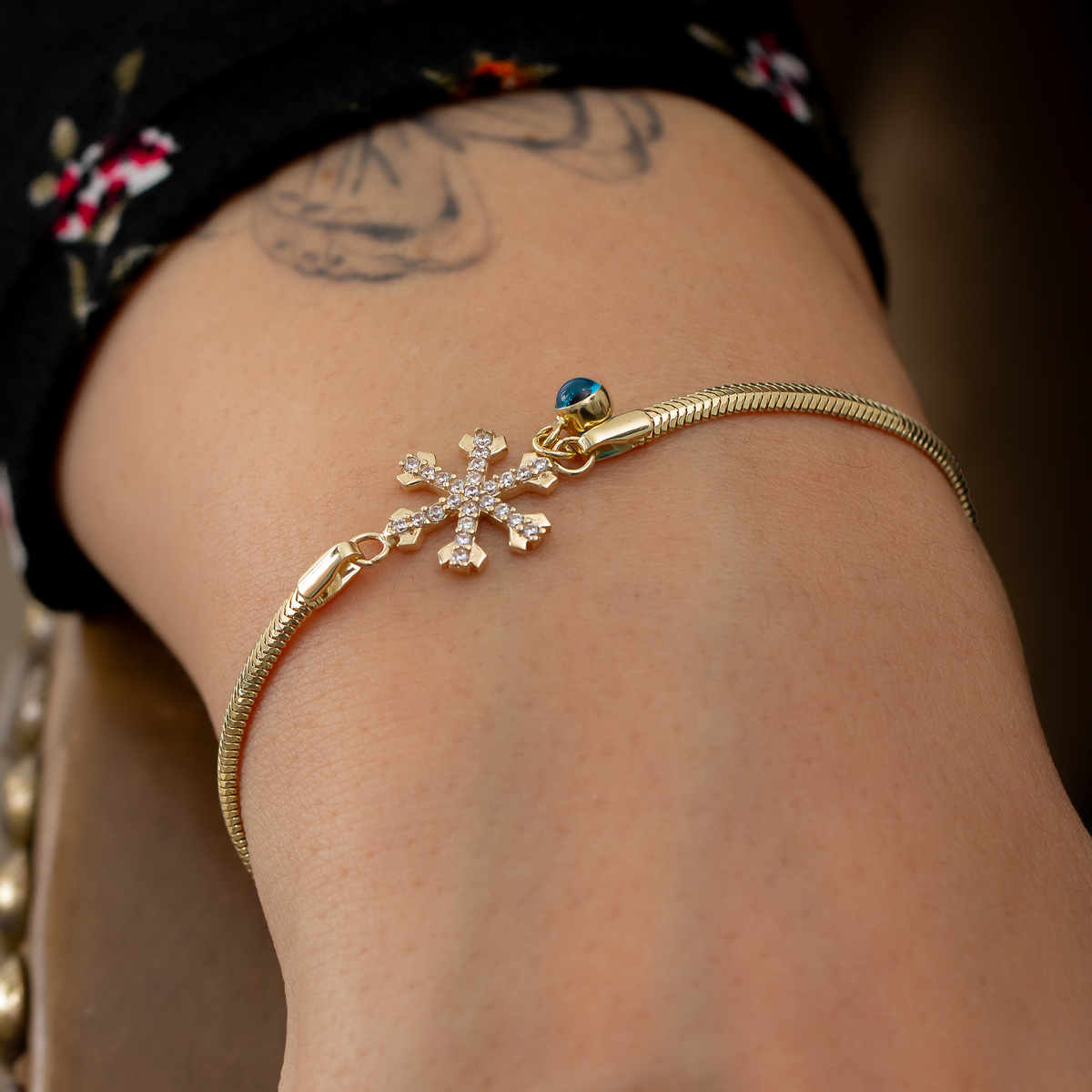 Altın Taşlı Kar Tanesi Bileklik