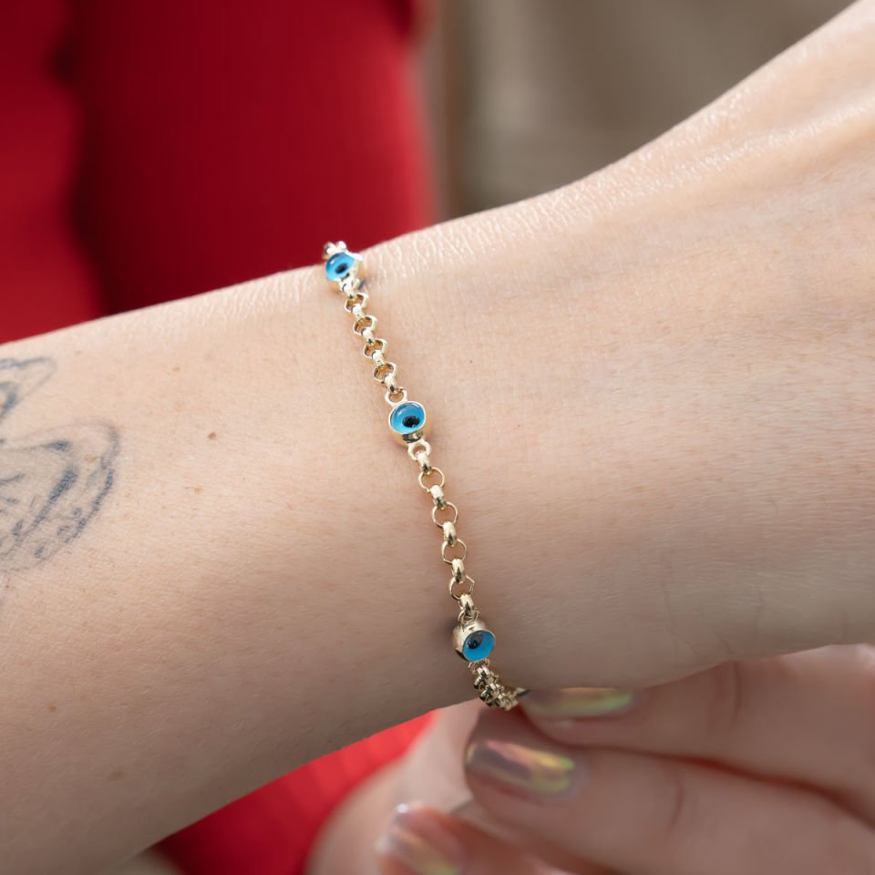 Altın Nazar Boncuklu Bileklik