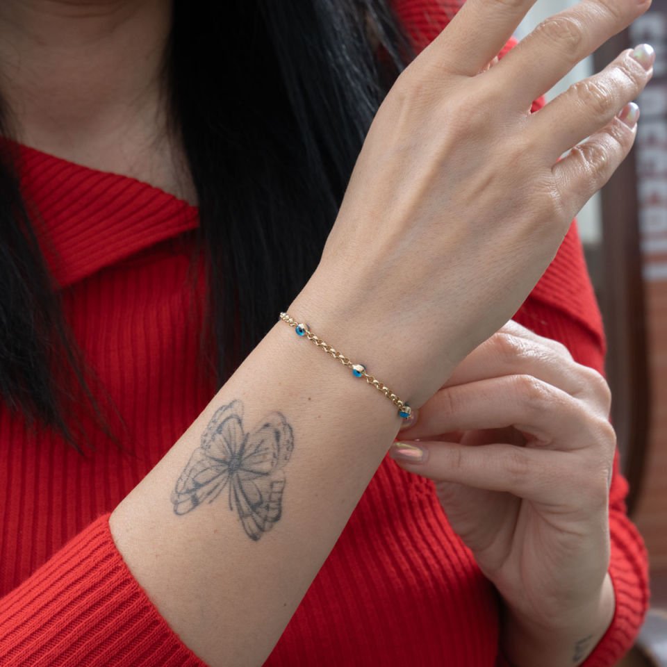 Altın Nazar Boncuklu Bileklik