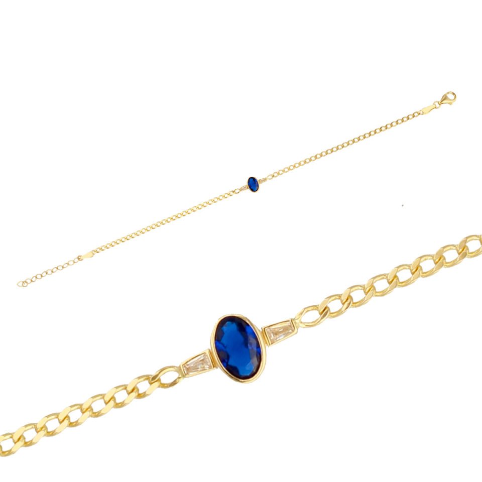 Mavi Taşlı Altın Bileklik