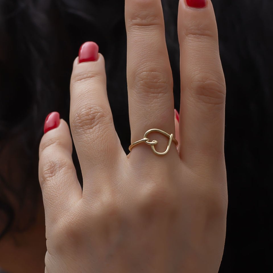 Altın Kalp Detay Yüzük