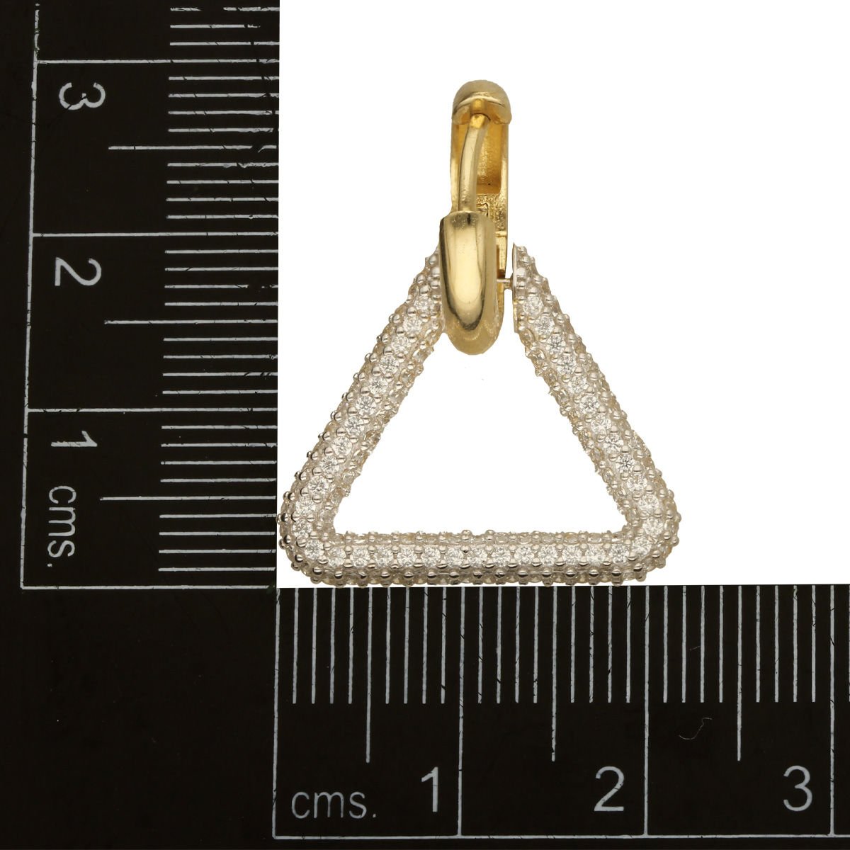 Altın Taşlı Üçgen Küpe