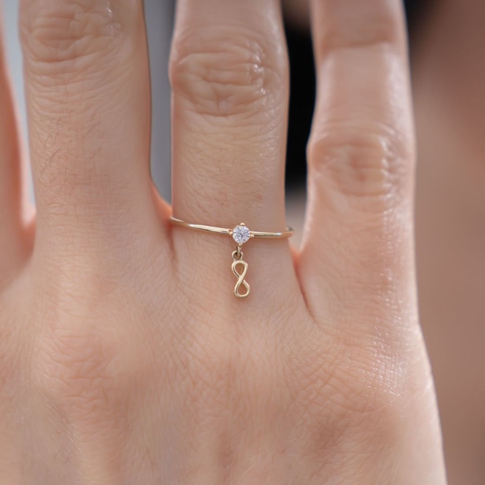 Altın Sonsuzluk figürlü Yüzük B926446