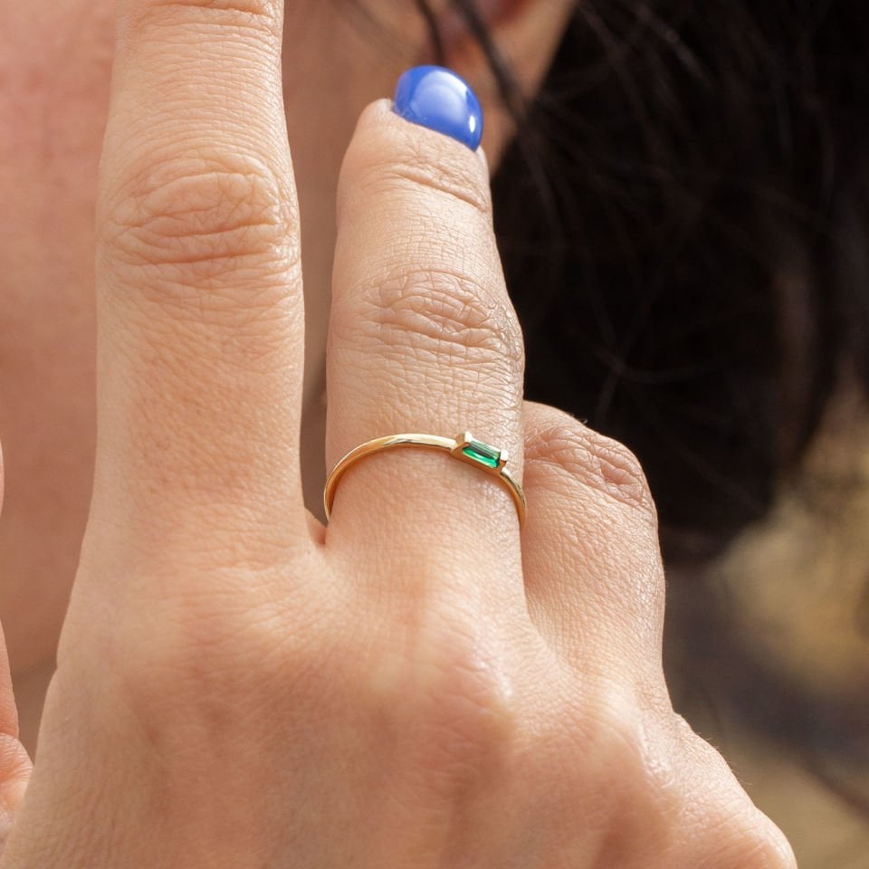 Altın Yeşil Taşlı Yüzük B919253