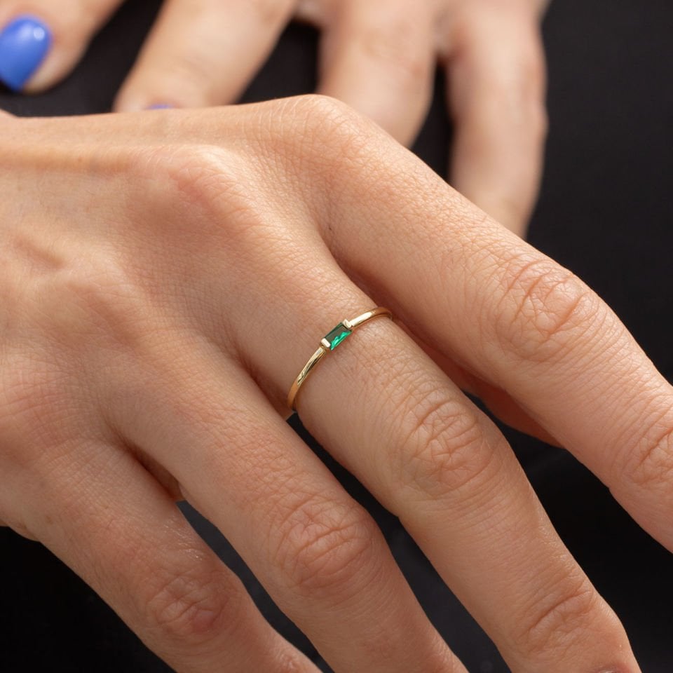 Altın Yeşil Taşlı Yüzük B919253