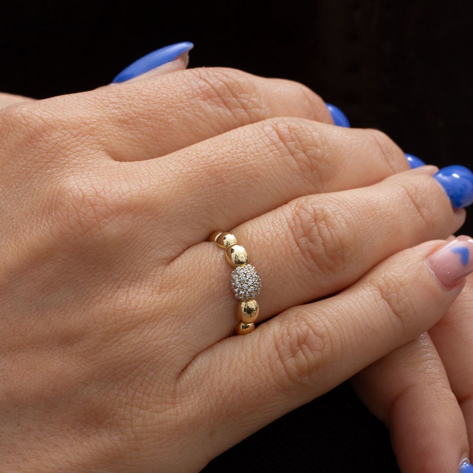 Altın Taşlı Top Yüzük