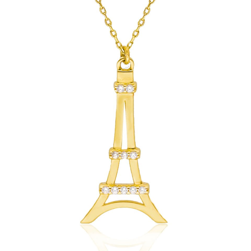 Altın Paris Figürlü Kolye