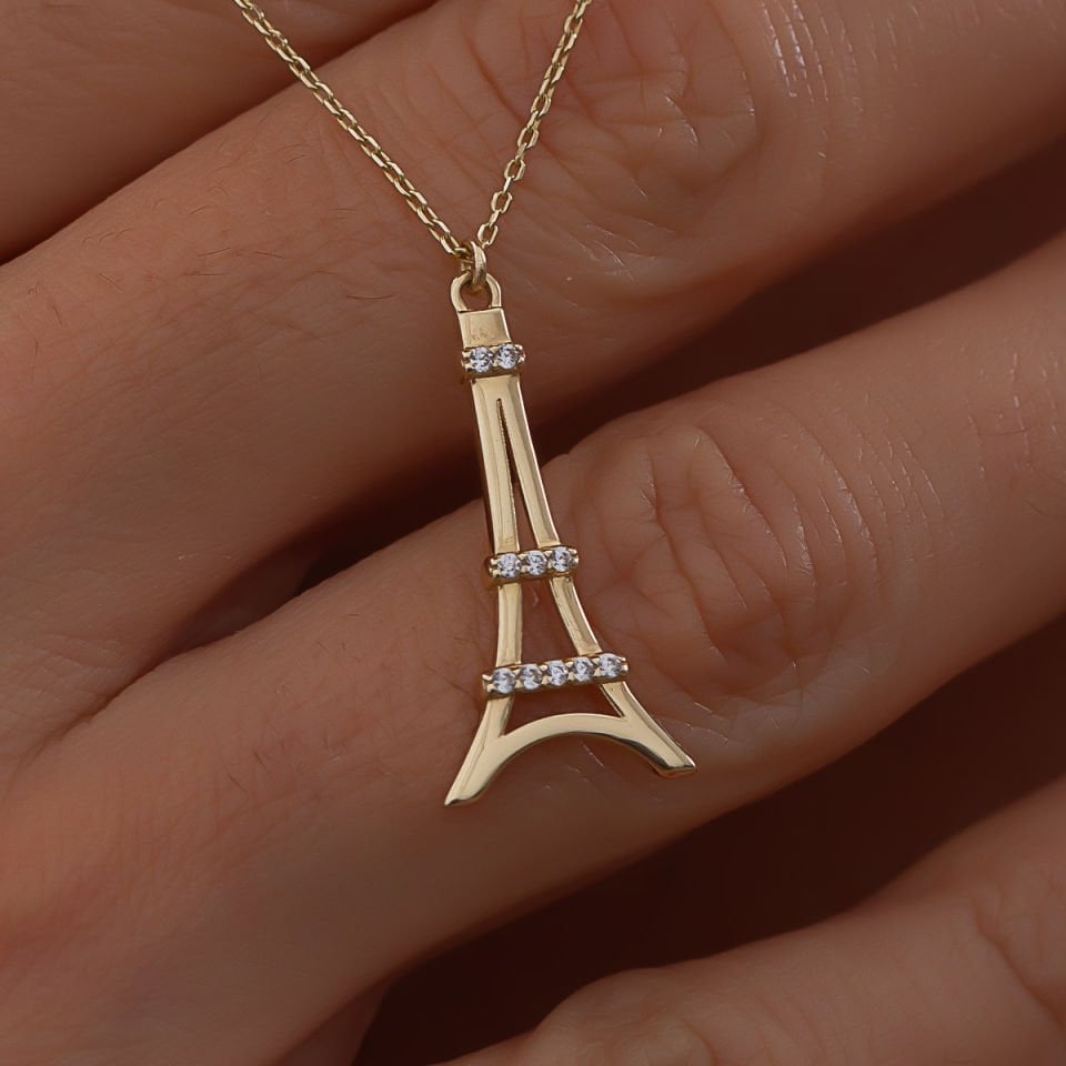 Altın Paris Figürlü Kolye