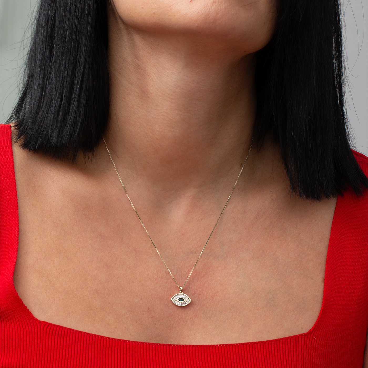 Altın Yeşil Taşlı Kolye B925221