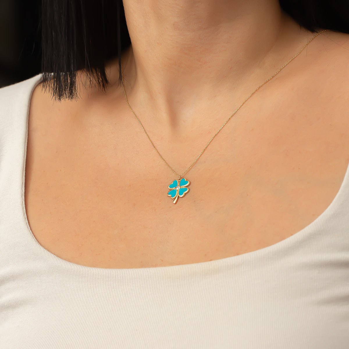 Altın Yonca Kolye B902386