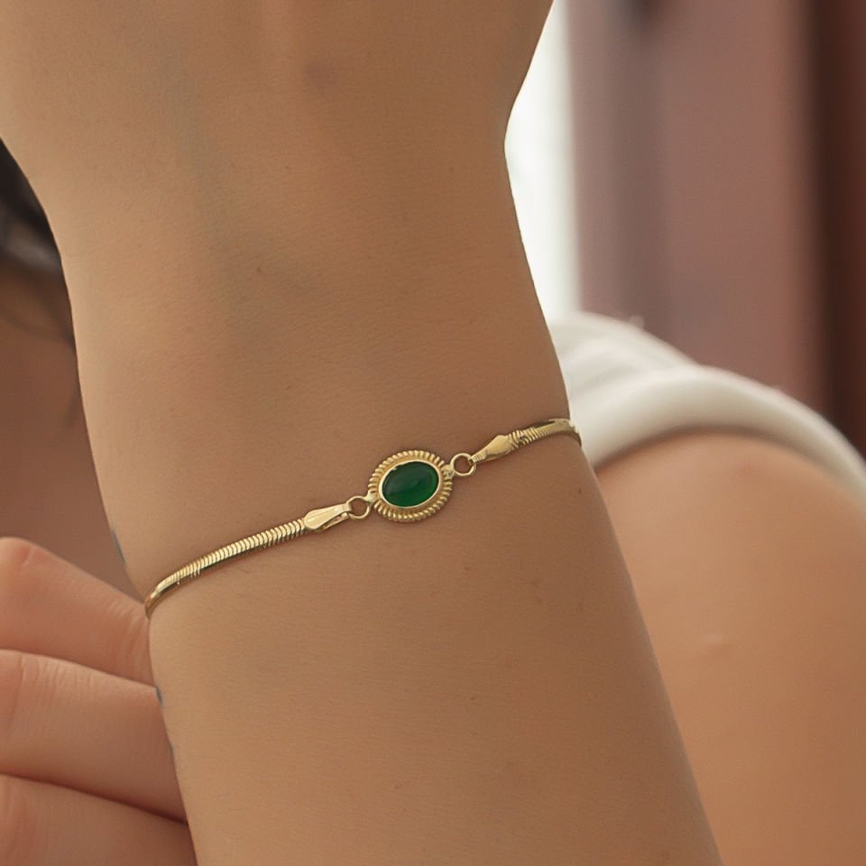 Altın Yeşil Taşlı Bileklik B926186
