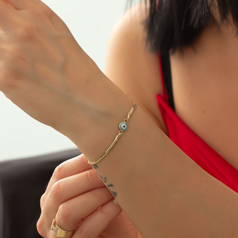 Altın Mavi Nazar Boncuklu Bileklik  B926926