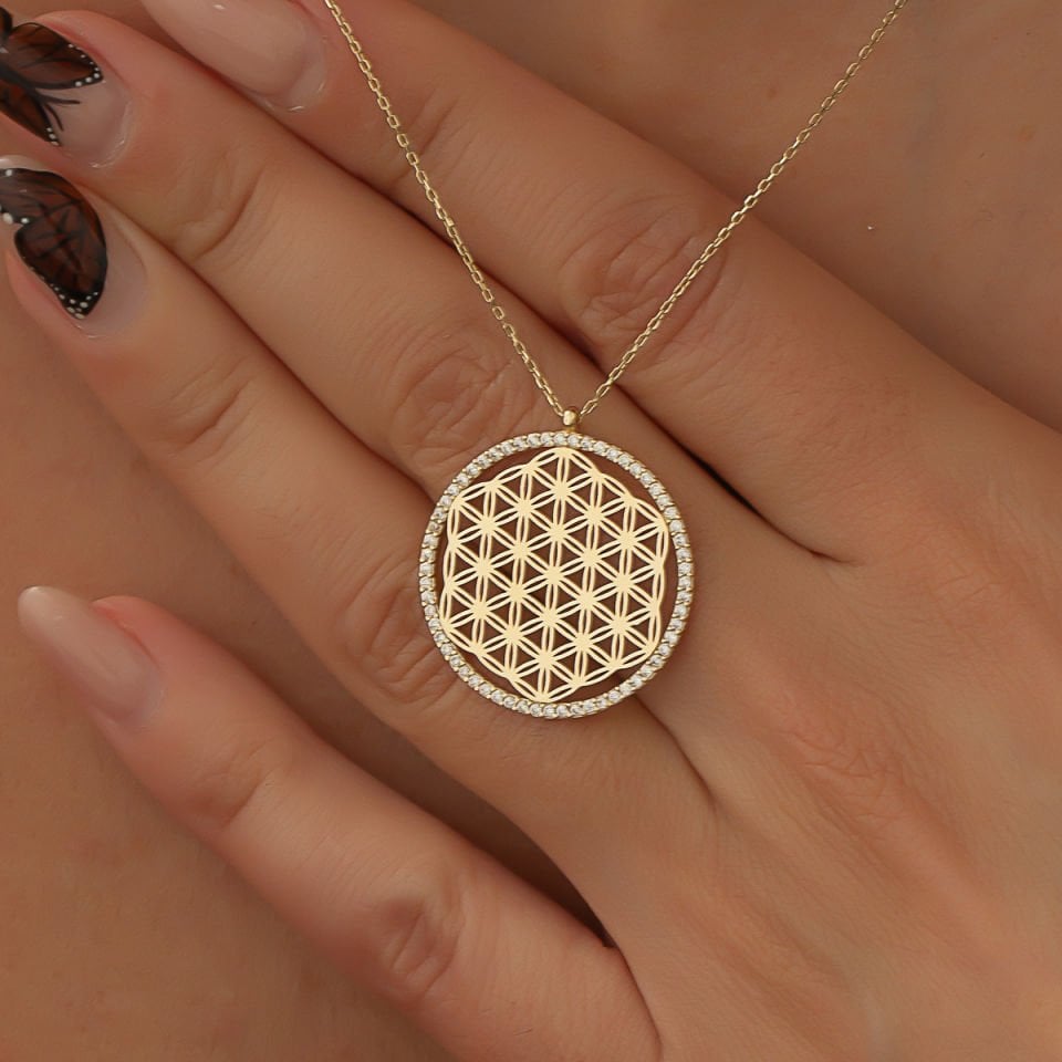 Altın Yaşam Çiçeği Kolye