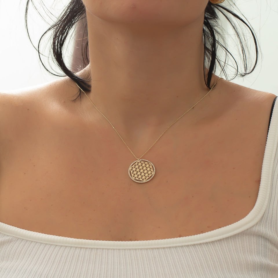 Altın Yaşam Çiçeği Kolye