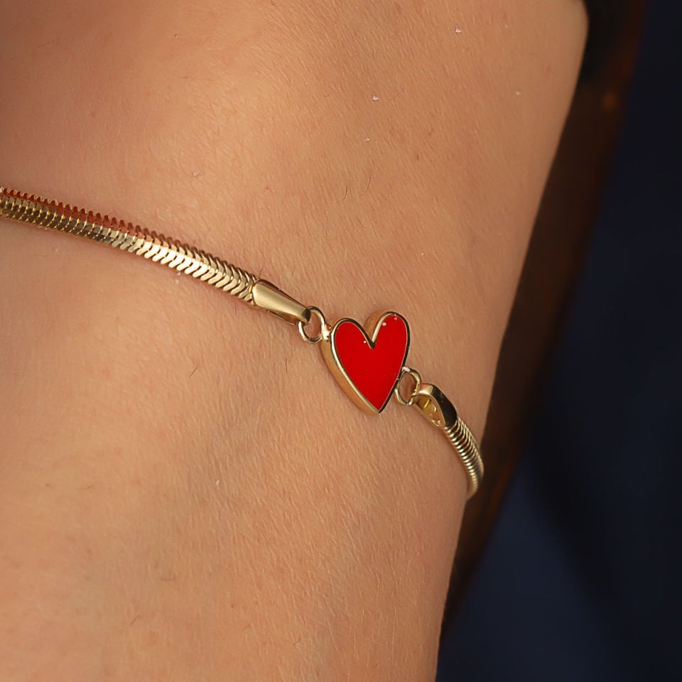 Altın Kırmızı Kalp Bileklik B932311