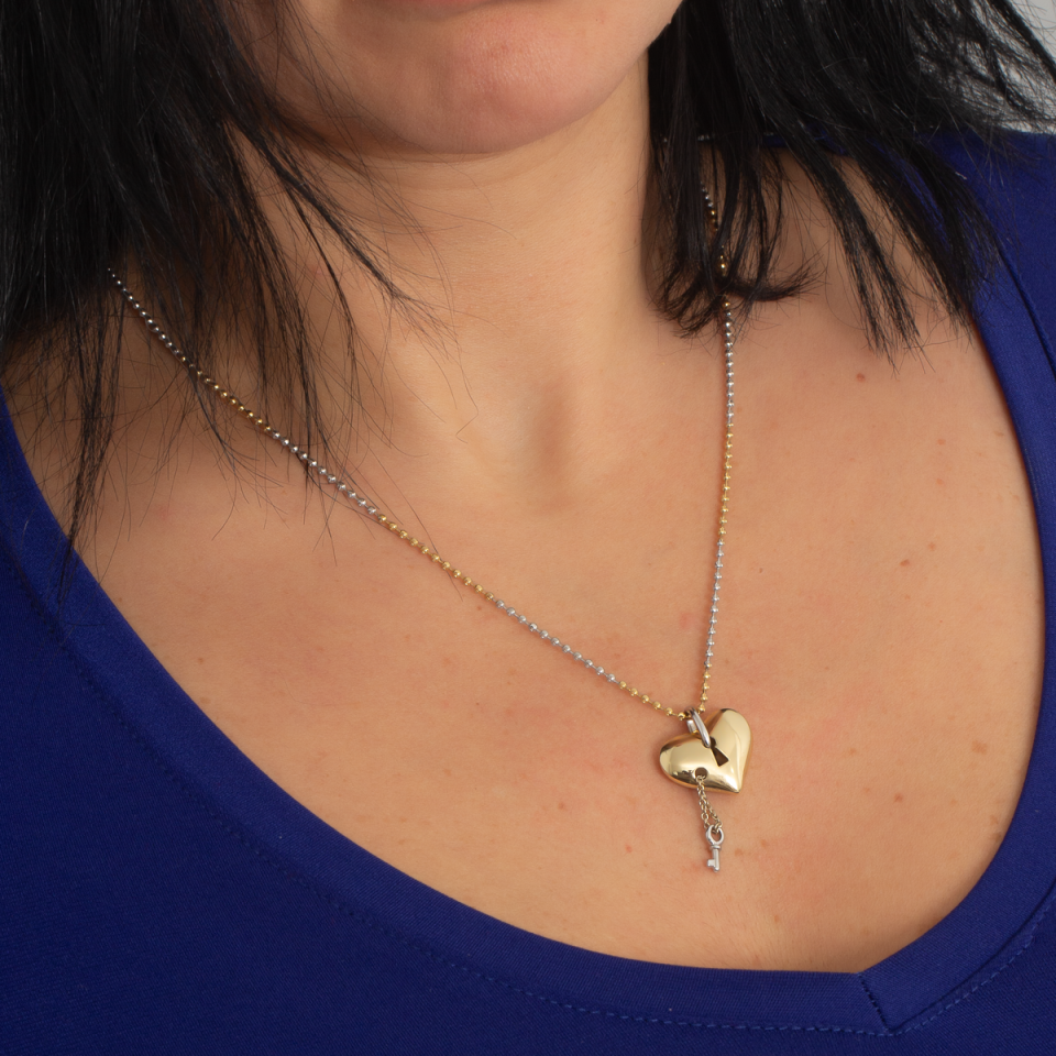 Altın Kilit Kalp Kolye  B922711