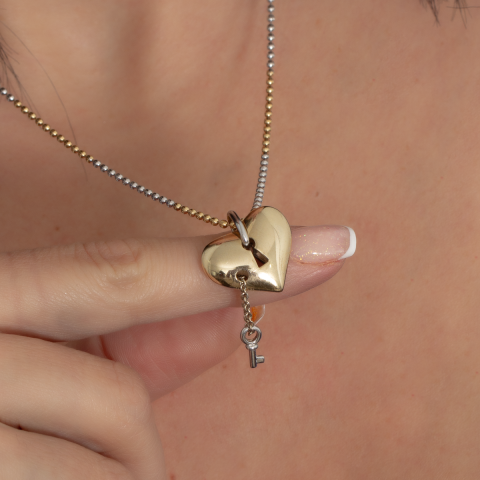 Altın Kilit Kalp Kolye  B922711