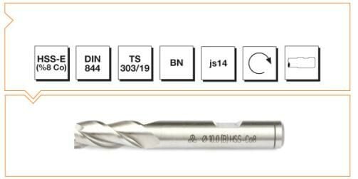 MTE  Parmak Freze M 10 Kısa Din 844