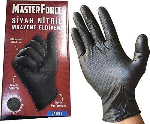 Has-Pet Masterforce Siyah Nitril Eldiven Pudrasız (XL) 50'li