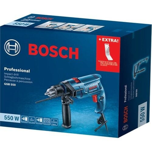 Bosch GSB 550 Darbeli Matkap + 5 Parça Aksesuar Seti