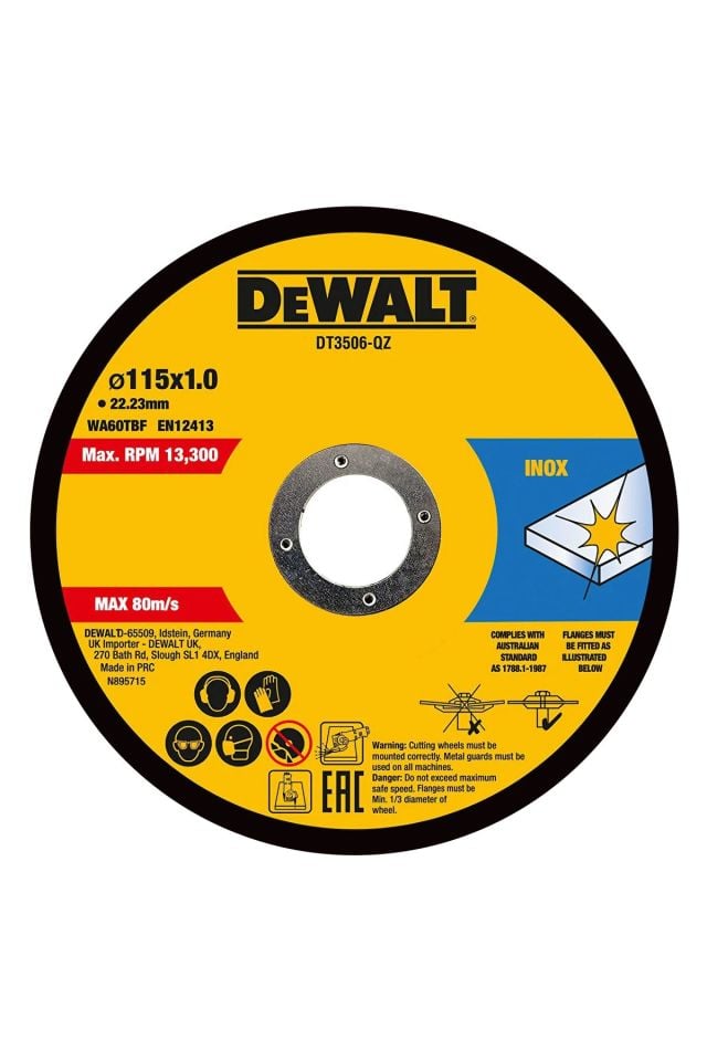 Dewalt DT3506-QZ 115x1 mm Kesici 10 Parça (Teneke Kutulu)