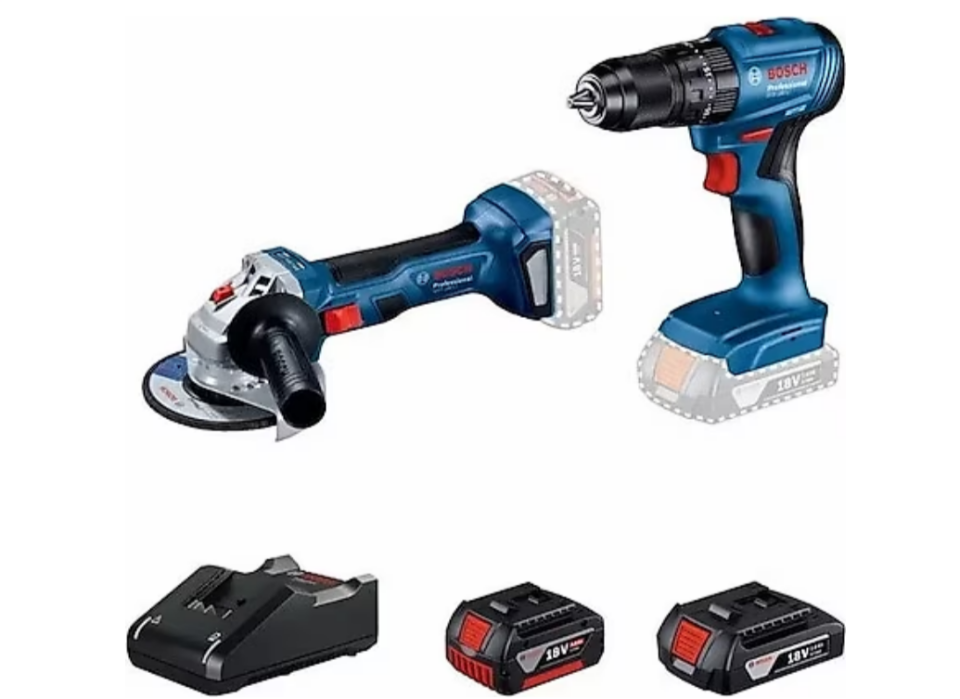 Bosch Professional GWS 180-LI + GSB 185-LI 18V Akülü Vidalama 2+4 Ah Çift Akü Set