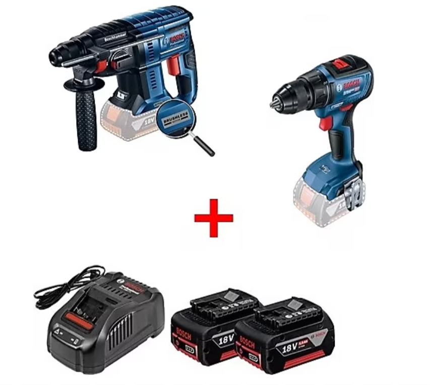 Bosch GBH 180-Li Kırıcı-Delici + GSR 18V-50 Vidalama 18 V 2x4 Ah Akülü El Aletleri Seti