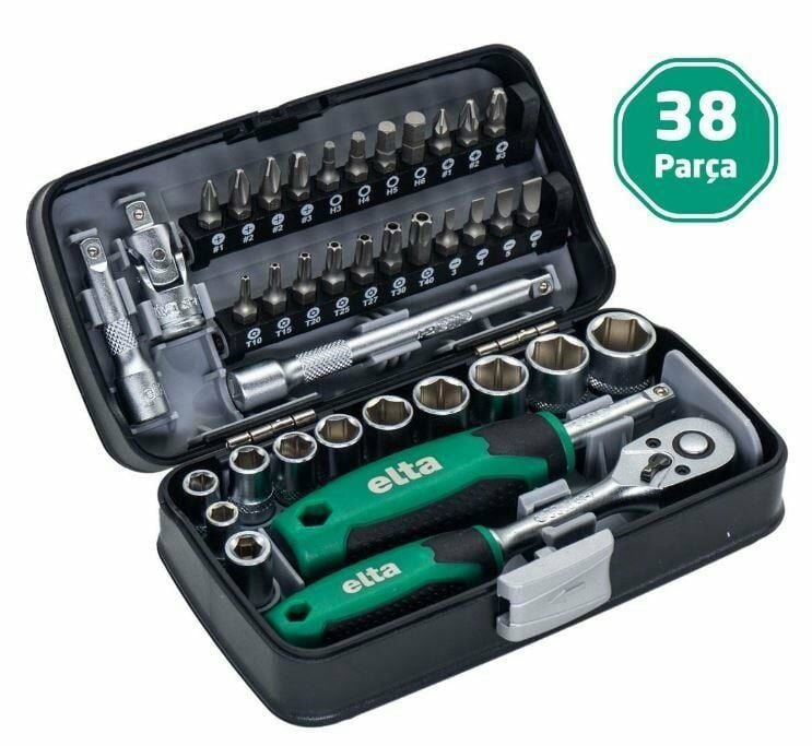 Elta 1/4” Cırcır Lokma Anahtar & Bits Set (38 parça, mm)