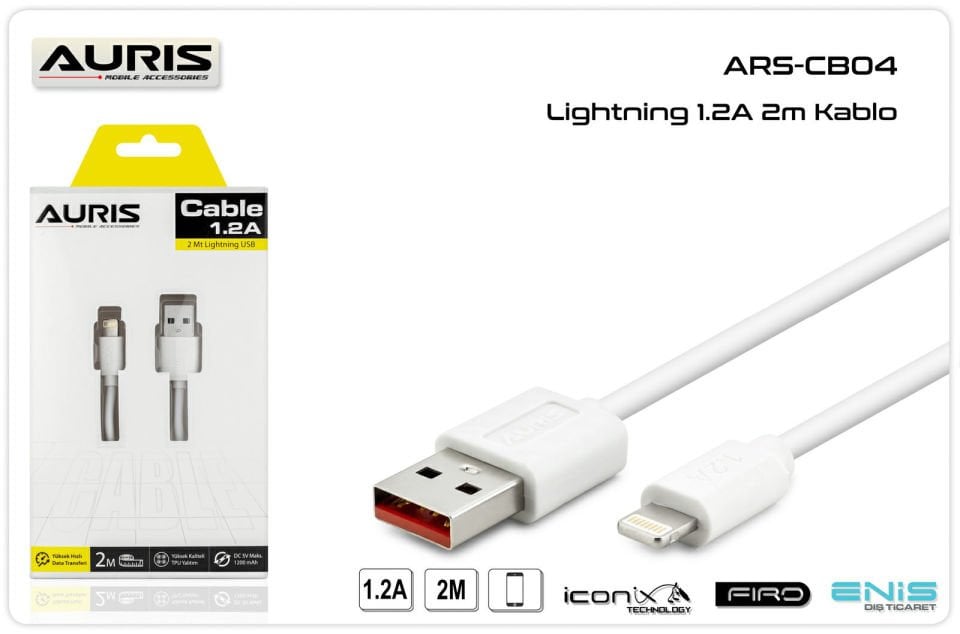 Aurıs ARS-CB04 Iphone Usb Şarj Kablosu 2mt