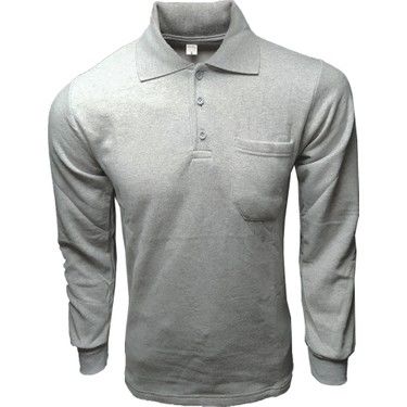 Sweat Polo Yaka İki İplik Gri (XL)