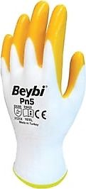 Beybi Pn-5 Polyester Astarlı Nitril Sarı-Beyaz Eldiven No:9