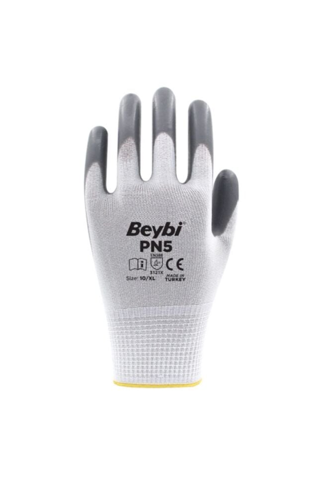 Beybi Pn-5 Polyester Nitril Eldiven Gri/Beyaz No:10