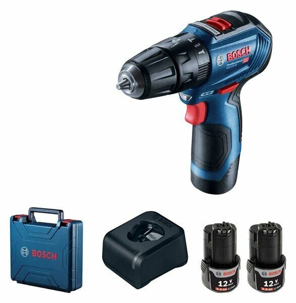 Bosch Gsb 12V-30 Akülü Darbeli Delme Vidalama Makinası 12V 2Ah 17/30Nm + 39 Parça Vidalama Seti