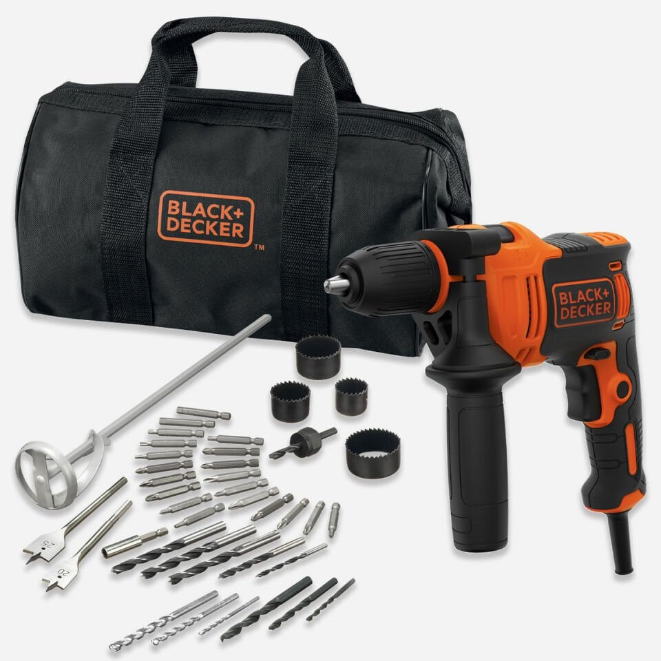 Black&Decker BEH710SA40-QS Darbeli Matkap Seti 710 Watt 13mm (40 Parça Aks. & Bez Çanta)