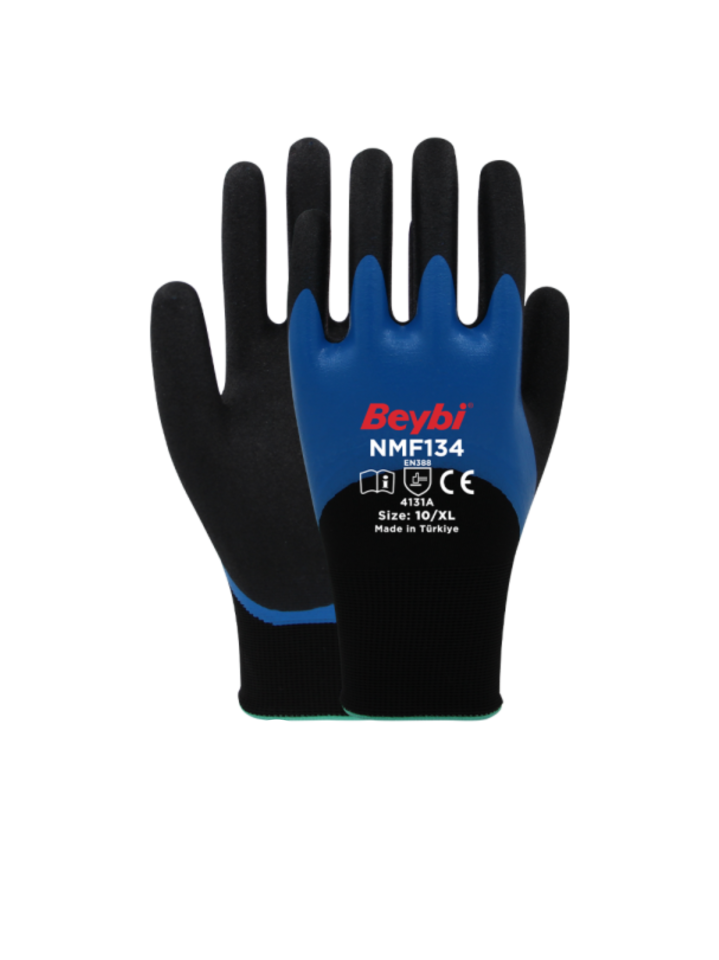 Beybi NMF134 Double Mikro 3/4 Nitril Kaplı Eldiven No:8