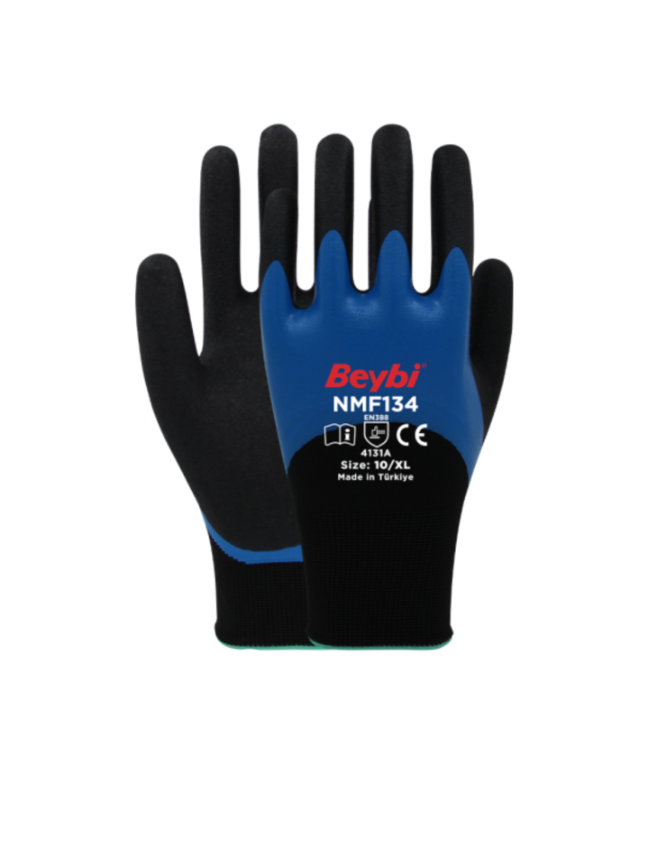 Beybi NMF134 Double Mikro 3/4 Nitril Kaplı Eldiven No:9