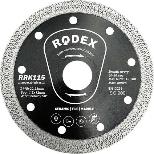 Rodex Islak & Kuru Elmas Kesme Diski 115mm (Ultra Slim Çok Amaçlı Kullanım)