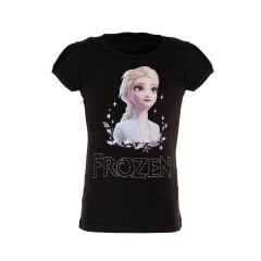 Elsa Frozen Baskılı Tişört-Siyah Renk