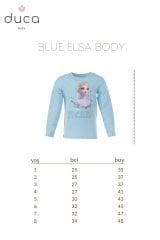 Elsa Frozen Baskılı Kız Çocuk Body-Mavi Renk