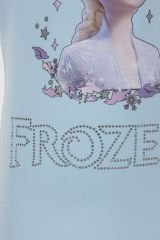 Elsa Frozen Baskılı Kız Çocuk Body-Mavi Renk