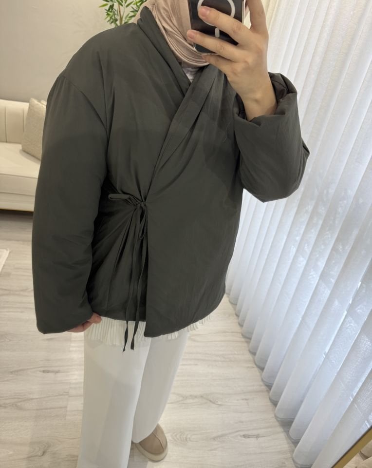 Yandan Bağlamalı Haki Mont