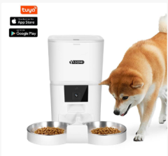 Yasomi MK6 6lt Kameralı Wifi Bağlantılı Tek ve Çift Kase Kullanımlı Kedi ve Köpek Besleyici (Beyaz)