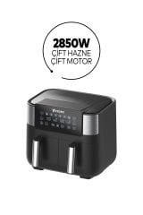 Yasomi Y80 Siyah 8 Litre 2850w Çift Hazneli Ve Çift Motorlu Dokunmatik  Airfryer Fritöz