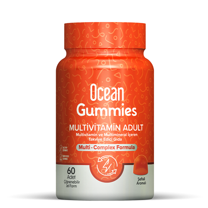 Ocean Gummies Multivitamin Adult 60 Adet Şeftalili Çiğnenebilir Jel Form - (SKT: 11/2025)