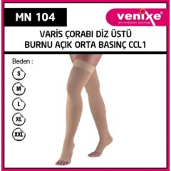 Minion Venixe Diz Üstü Burun Açık Orta Basınç Varis Çorabı No: 2