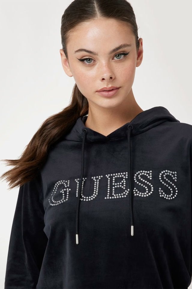 Guess Önde Taşlı Logolu Sweatshirt Siyah